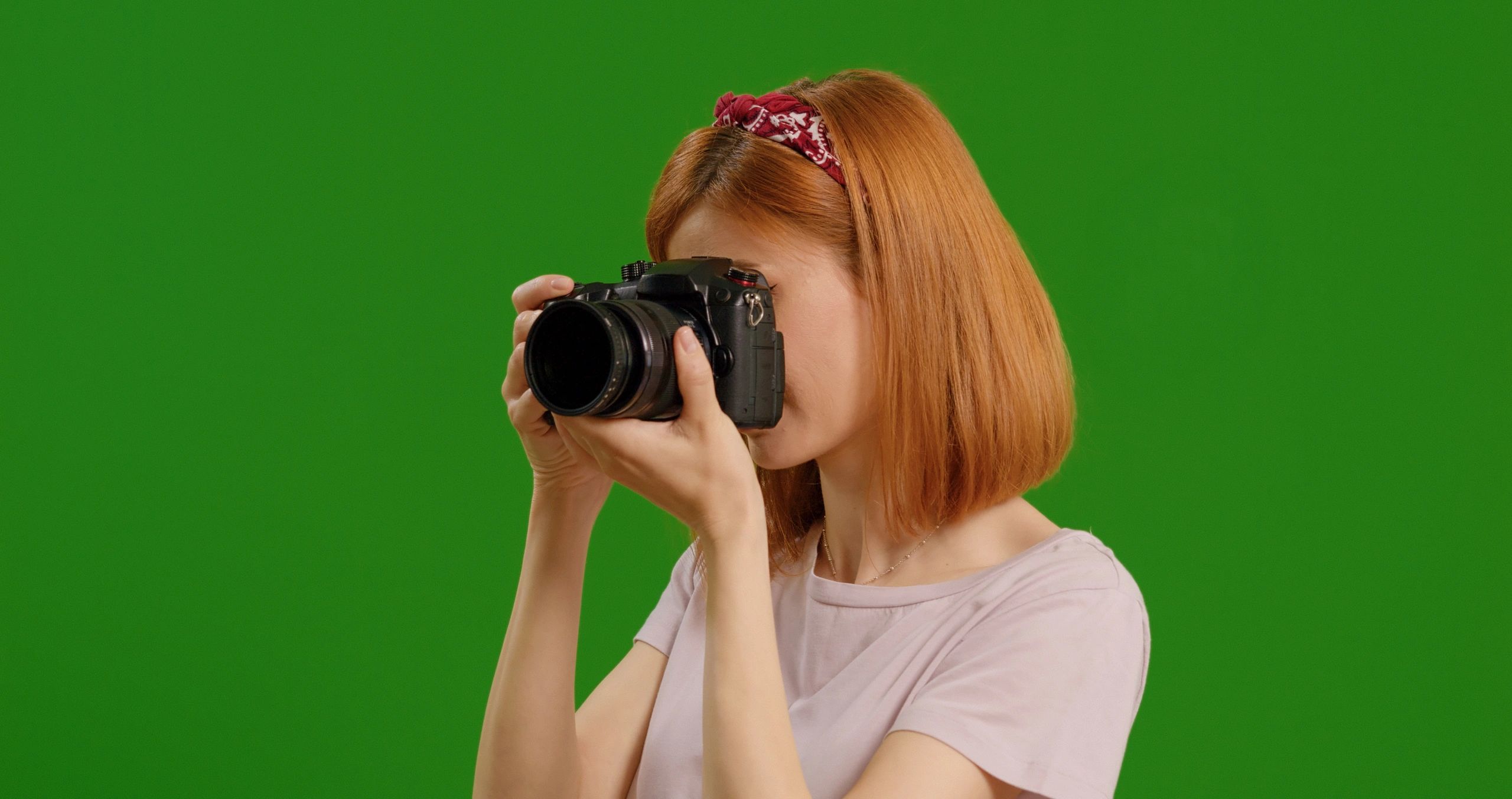 Photographer working in studio